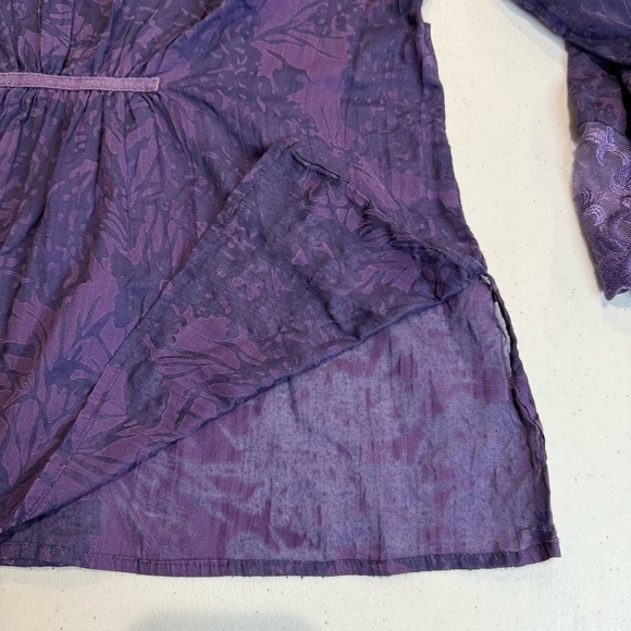 Coldwater Creek Lacy Crinkle Tunic Button Up Purple Blouse Women’s Size Medium - Picture 5 of 14